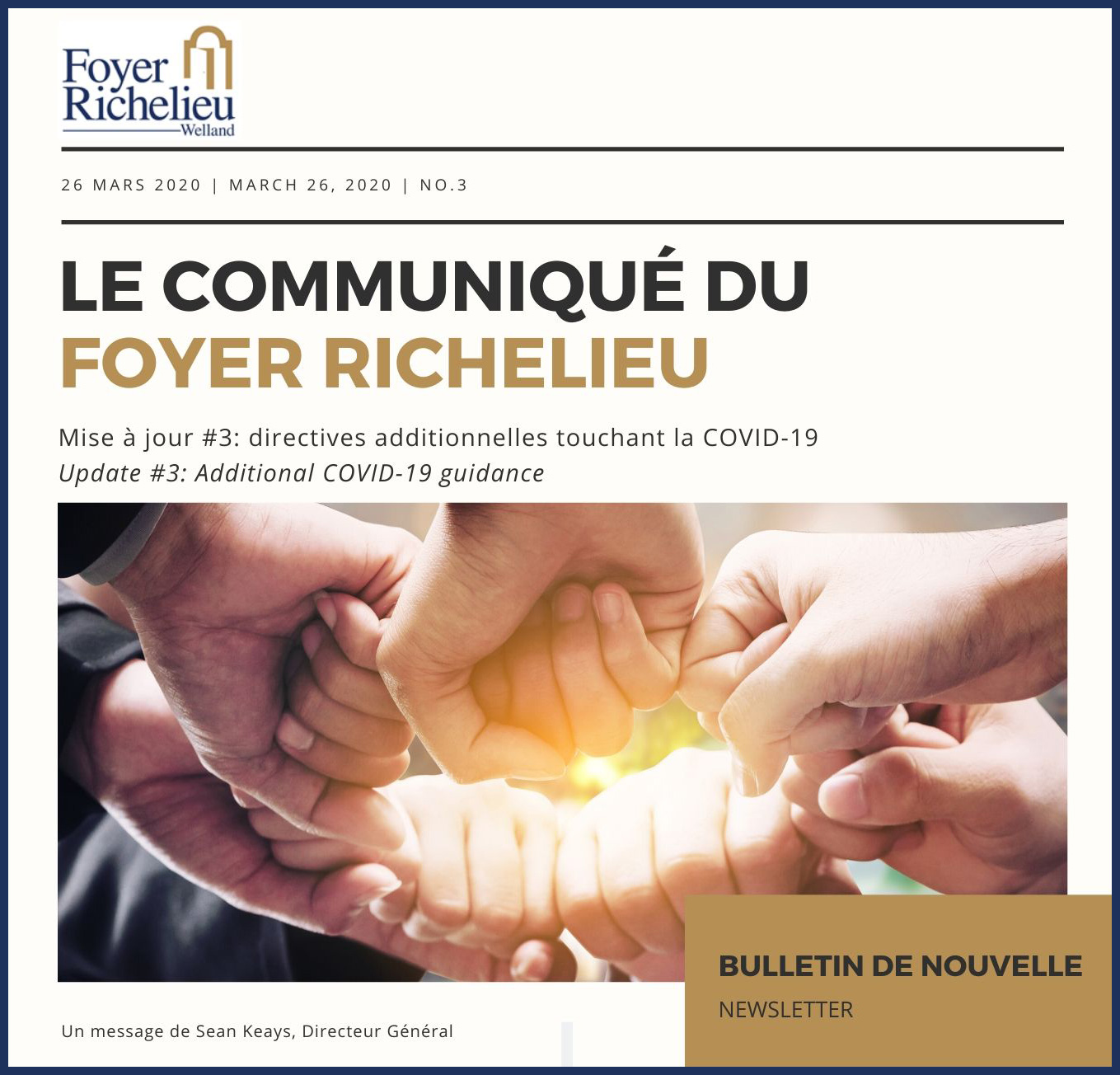 2020/03/26 – Le communiqué du Foyer Richelieu
