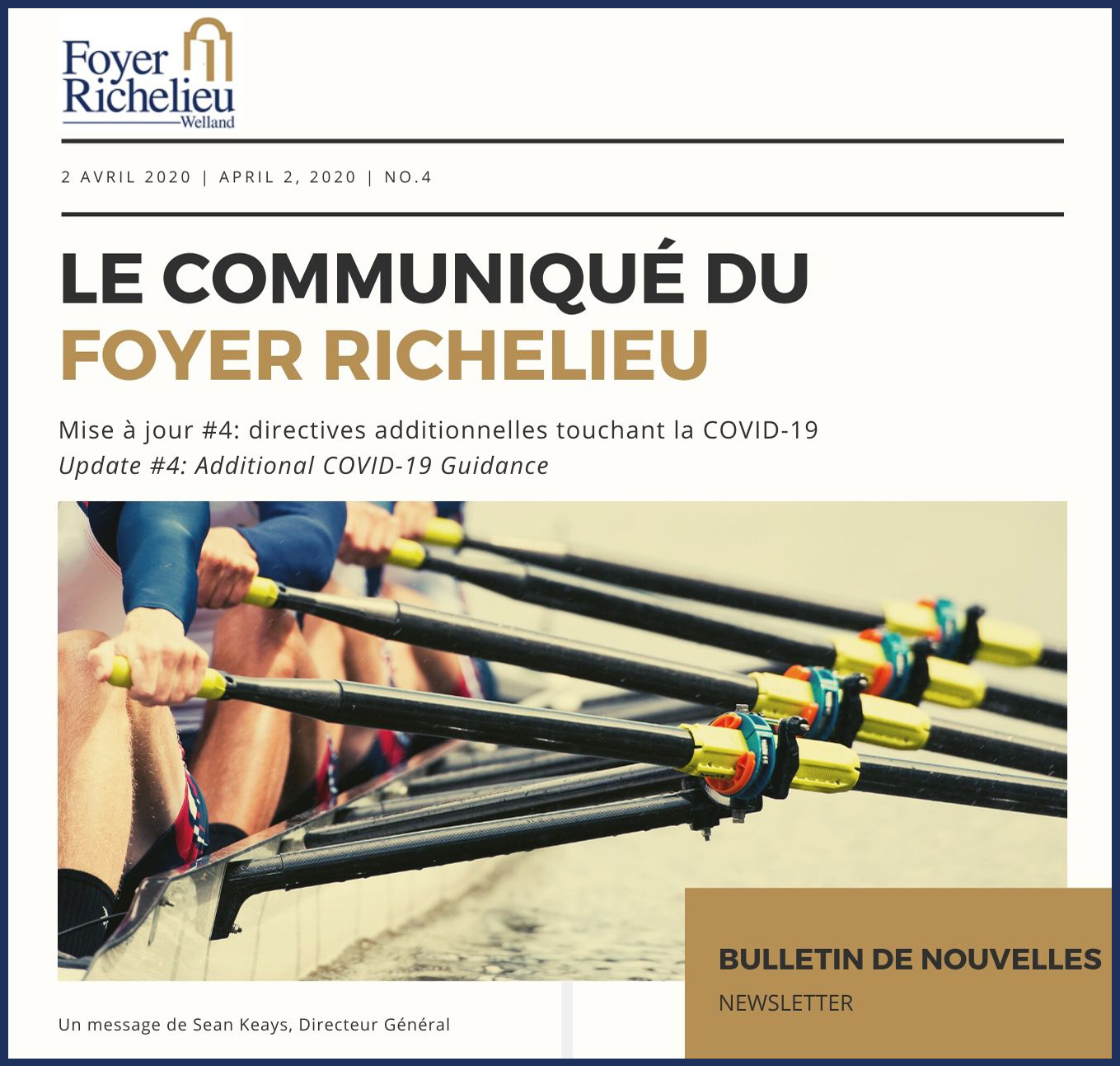 2020/04/02 – Le communiqué du Foyer Richelieu