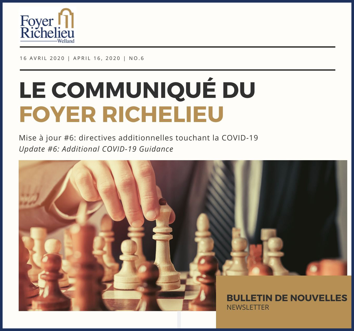 2020/04/16 – Le communiqué du Foyer Richelieu